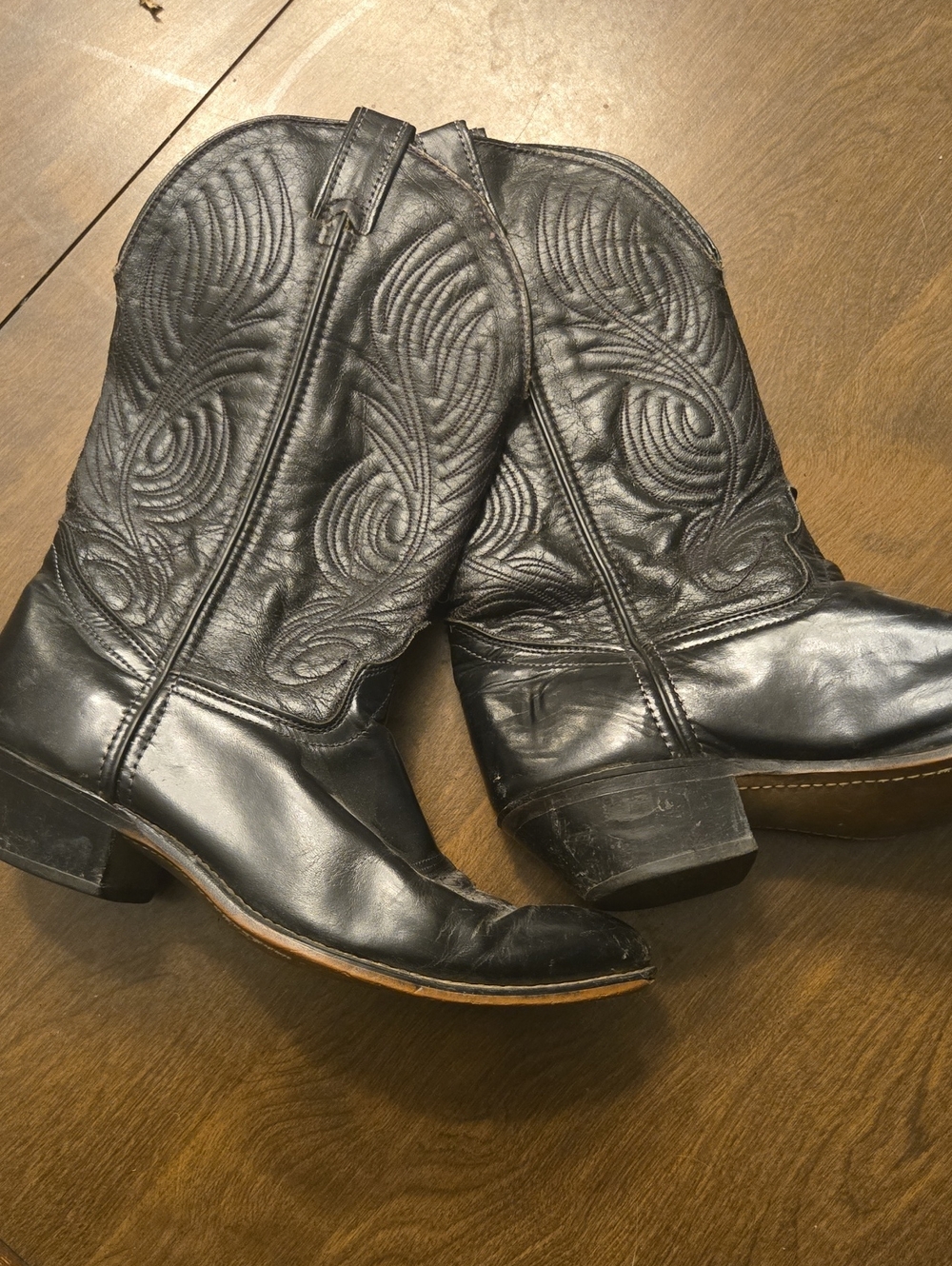 Santa Fe Boot Company Classic Black Western Cowgirl Boots - Women's Leather